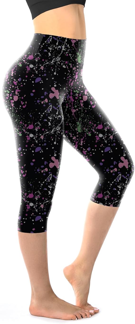 طماق Walifrey Capri للنساء ، طماق الخصر الناعمة عالية الخصر لممارسة رياضة اليوغا
