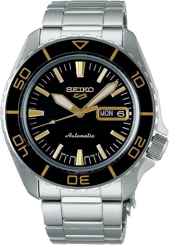 Seiko Watch 5 Spotrs SBSA261 Men's Watch, Made in Japan, Mechanical, Automatic Hand Winding, Date and Day Calendar, Black Dial, Stainless Steel