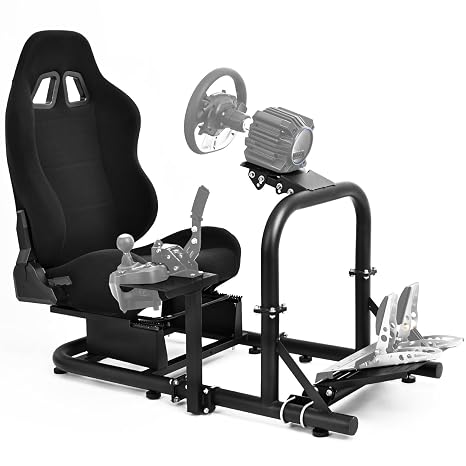 Dardoo Racing Simulator Cockpit Frame with Seat Fit for Logitech G29 G920, for Thrustmaster, for Fanatec,Adjustable Gaming Wheel Stand with Race Car Seat,Not Included Wheel, Pedal & Handbrake