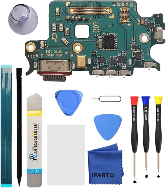 Charging Port Replacement Kit for Samsung Galaxy S22 5G SM-S901U SM-S901U1 USB Flex Dock Connector Charging Flex Replacement with Tools