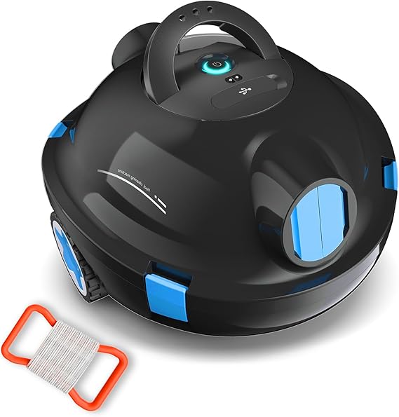 Cordless Robotic Pool Vacuum, Long Runtime Automatic Pool Cleaner, Powerful Suction for Above Ground & Inground Pools up to 1150 Sq.Ft, Self-Parking Pool Robot Vacuum for Leaves & Debris