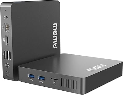 AWOW Mini PC Windows 10 PRO و Intel 4 Cores Celeron N3350 Max 2.4 GHz و Small Desktop PC 6GB DDR4 RAM 64GB SSD و Mini Computer Support 4K Dual HDMI و WiFi5 Bluetooth 4.2 و, جيجابت إيثرنت ، 2USB