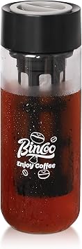 Bincoo Multi-Functional 650ML Cold Brew Coffee Maker with 300-Mesh Filter,Leak-Proof Plastic Cup for Coffee and Fruit Tea,Portable Coffee Maker for Travel Home Office black