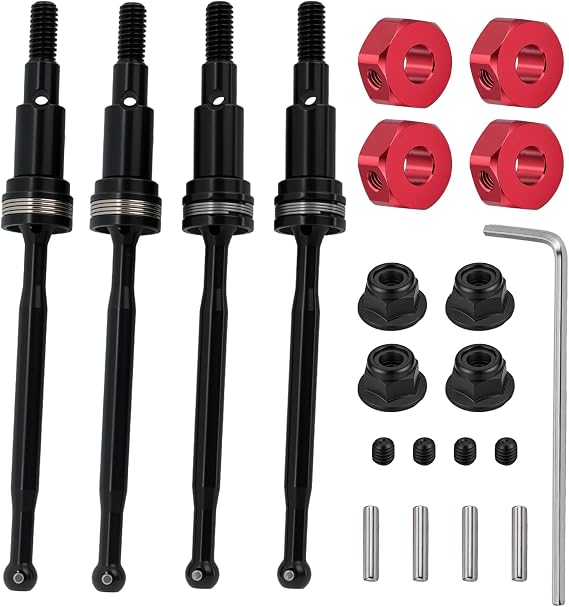 #45 Steel CVD Thickened Driveshaft Front Rear Drive Shafts Set for Arrma 1/14 Typhon Grom 1/18 Granite Grom Upgrade Parts,Replace#ARA311178#ARA311179#ARA311180(Black)