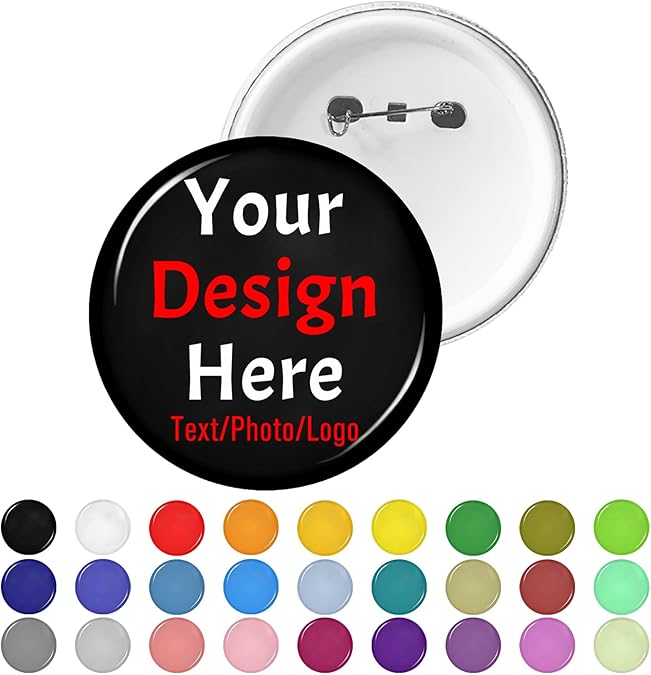 Bulk Custom Pins Design Your Own Text Name Photo Logo Personalized Black Pinback Buttons Custom Gifts