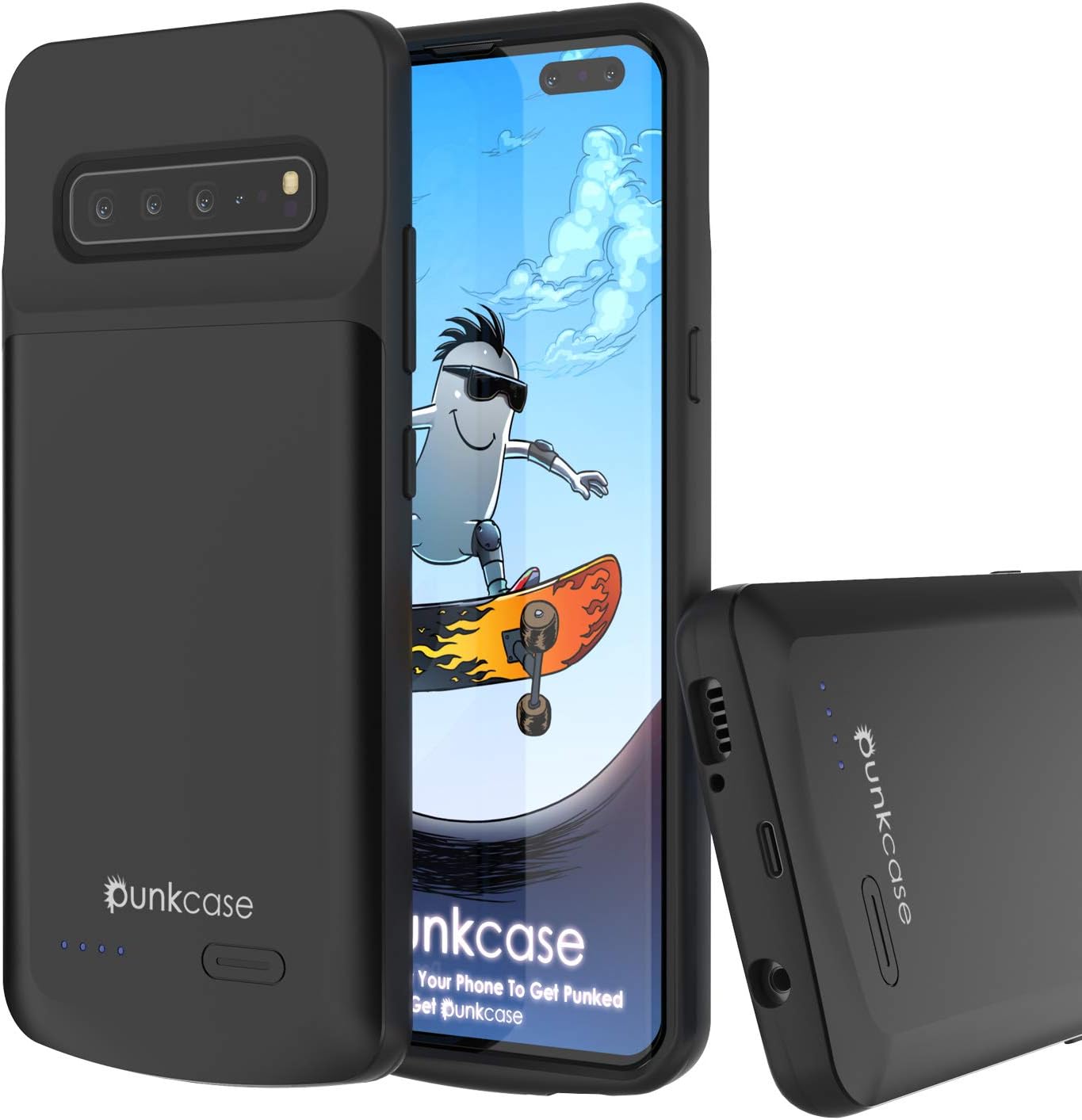 PunkJuice S10 5G Battery Case, 5000mAh Fast Charging Extended Power Bank WScreen Protector | IntelSwitch | Slim, Secure and Reliable Compatible WSamsung Galaxy S10 5G [Black]
