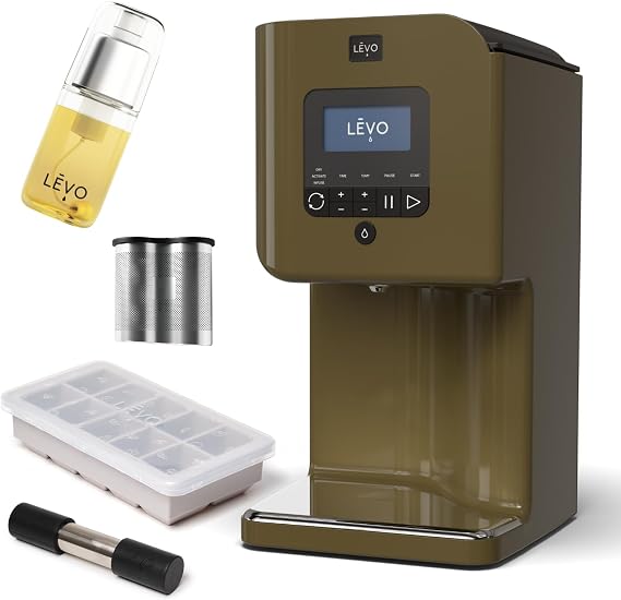 LEVO II+ Infuser Essential Bundle in Chestnut Brown Includes Herb Press, Herb Block Tray (Grey), Extra Power Pod & Infusion Sprayer - Make Your Own Infused Oils & Butter - Easy Herbal Infusion Kit