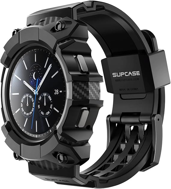 SUPCASE لـ Samsung Galaxy Watch 4 Classic Band with Case 46mm (Unicorn Beetle Pro)، [Military-Grade Protection] غطاء ثقيل مع حزام قابل للتعديل لـ Galaxy Watch 4 Classic، Black