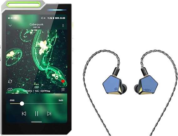 مشغلات HiBy R4 mp3 وmp4 وHiBy x FAUDIO Project Ace HiFi IEMs (أخضر)