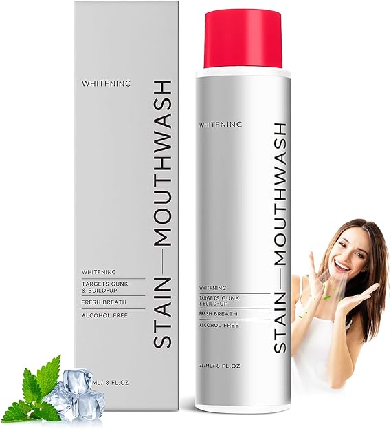 ID Stain Whitening Mouthwash, Gunk Removing Mouthwash for Fresh Breath, Hydrogen Peroxide Mouthwash to Promote Whiter Teeth, Peroxide Rinse with Essential Oils