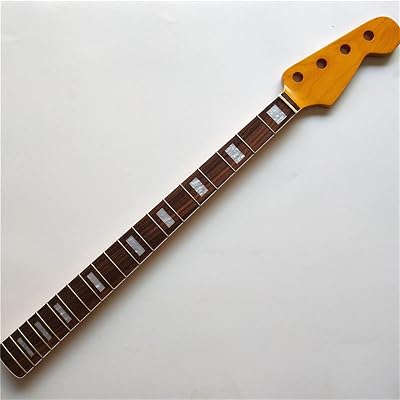 FLFL Maple 20 Frets Bass Guitar Neck Part 4 String Rosewood Fingerboard 34 Inch Yellow Unfinished Guitar Neck