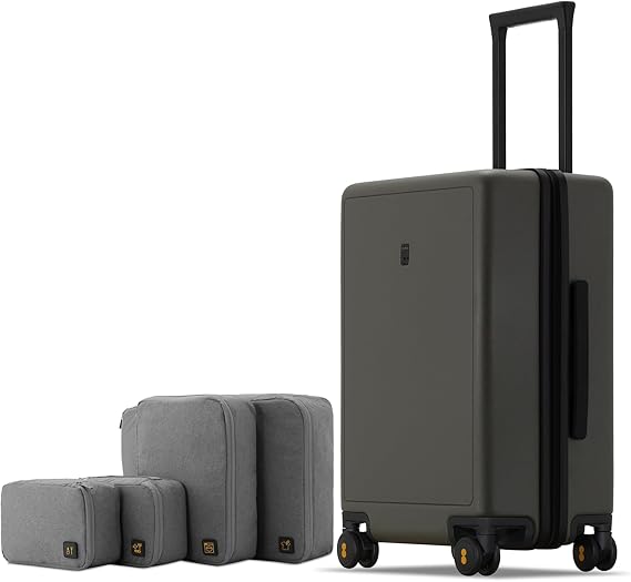 حقيبة LEVEL8 Elegance Carry-on، حقيبة مقاس 20 بوصة تحمل الأمتعة، حقائب كبيرة بجانب الصلب مع عجلات، حقيبة Tavel مع قفل Tsa، أخضر زيتوني