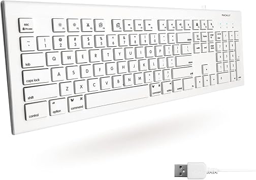 لوحة مفاتيح سلكية USB كاملة الحجم لنظام التشغيل Mac والكمبيوتر الشخصي - التوصيل & أمبير ؛ لوحة مفاتيح سلكية للكمبيوتر - لوحة مفاتيح Apple متوافقة مع 15 مفتاح اختصار للتحكم السهل & amp؛ التنقل في Macbook Pro/الهواء ، iMac