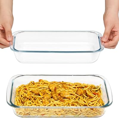 Mini-1.5 Quart Glass Baking Dish for Oven, 2 Pcs Single Serving Pan for Cooking, Oblong Casserole Dish, Rectangular Bakeware