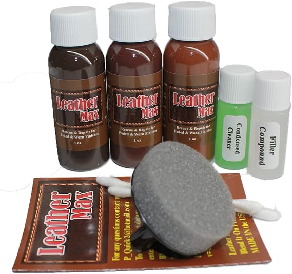 Leather Max Complete Leather Refinish, Restore, Recolor & Repair Kit/Now with 3 Color Shades to Blend with/Leather & Vinyl Refinish (Bold Blacks)