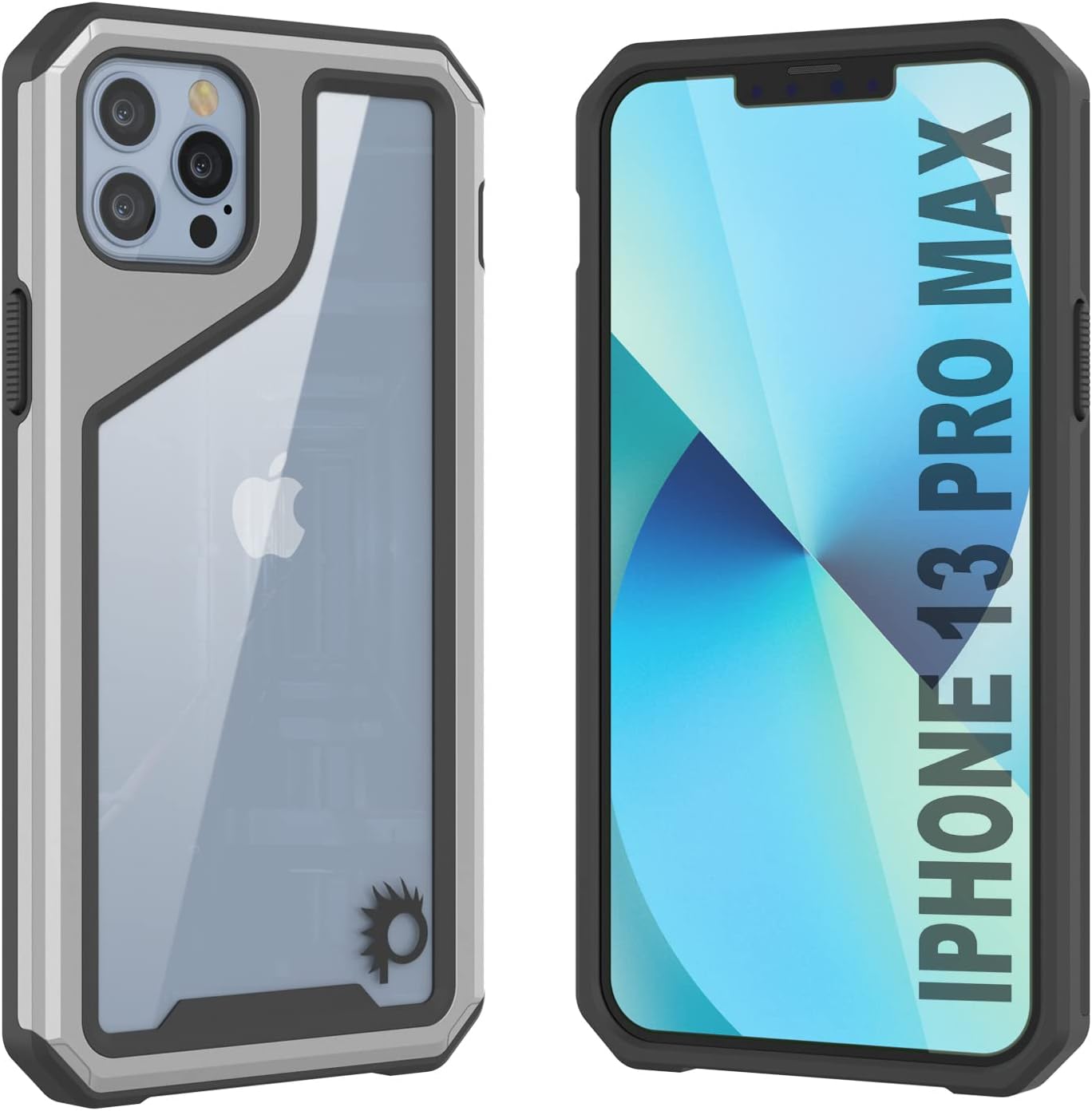 Punkcase for iPhone 13 Pro Max [Armor Stealth 2.0 Series] Protective Hybrid Military Grade Cover W/Aluminum Frame [Clear Back] Ultimate Drop Protection for iPhone 13 Pro Max (6.7") (2021) (Navy)