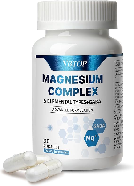 Sixfold Magnesium Complex | 470mg of Magnesium Glycinate, Malate, Citrate, Taurine, Oxide, L-threonate for Muscles, Nerves & Energy, GABA Sleep, Calming Support | High Absorption | 90 Capsules