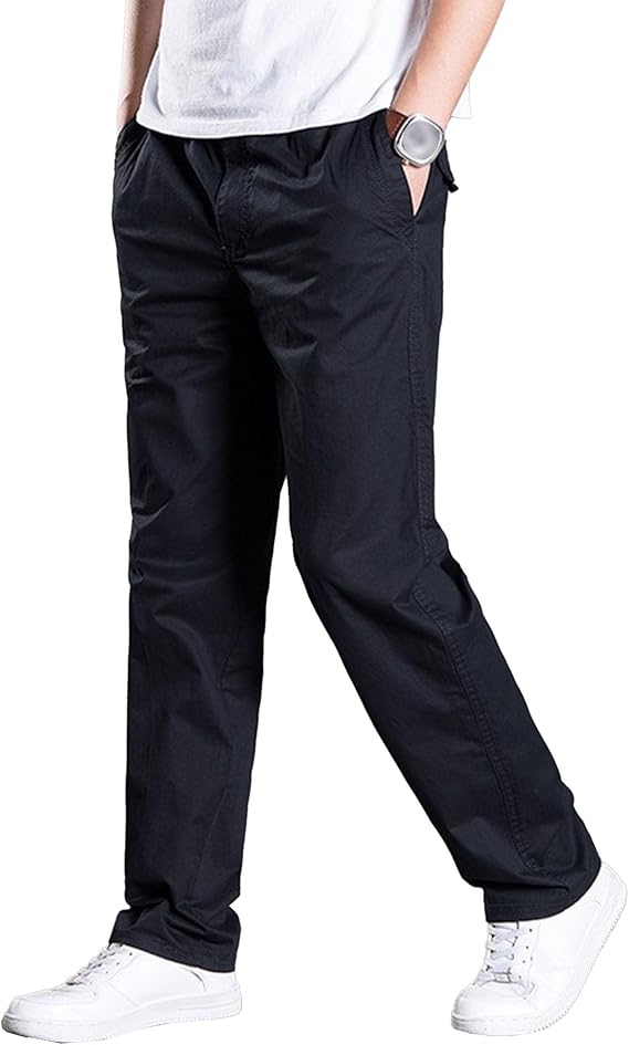 Men's Drawstring Fashion Spring Fall Pants Comfort Wide Leg Loose Pants Joggers Hiking Casual Cargo Trousers