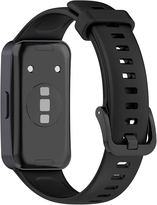 سوار ذكي بديل من السيليكون متوافق مع أساور Huawei Band 9/9 NFC/8/NFC، ناعم ومتين (رأس أسود/معدني)