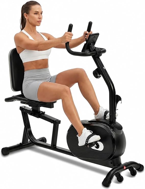 Recumbent Exercise Bike for Home Use | Comfortable Seat, 380LBS Weight Capacity, Smart App Integration, LCD Display, 16-Level Magnetic Resistance