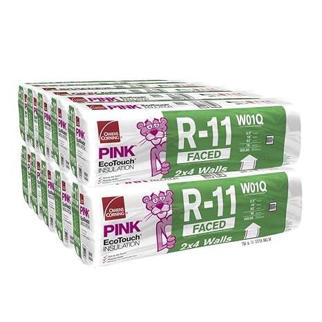 Owens Corning R-11 تواجه 15 × 93 الألياف الزجاجية Batt Insulation يناسب 2x4 الجدران بإجمالي 10 أكياس والقدم المربع 1550 قدم   