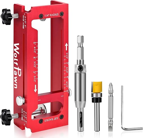 Door Hinge Jig,Aluminum Alloy Door Hinge Router Jig,Adjustable Hinge Mortise J-ig Fits Door Hinges from 2.5" to 5",1/4",5/8" Radius & Square Corner,Door & Cabinet Hinges