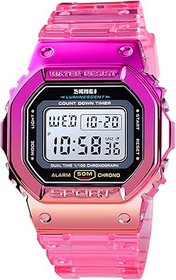 Gosasa Women Watch Gradient Color Silicone Plating Digital Electronic Waterproof Wristwatches Casual Watch Student Watch