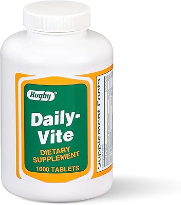 Rugby Daily-Vite Multivitamin Tablets, Gluten-Free Dietary Supplement for Adults, Supports Overall Health, No Artificial Flavors - 1000 Count 1 Pack