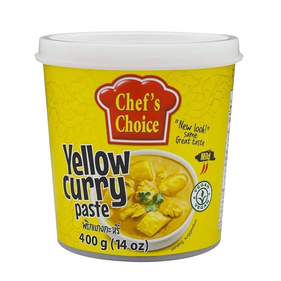 Chef Choice Thai Yellow Curry Paste Vegan, Authentic Thai Flavor, Mild Spicy, No MSG, No Artificial Ingredients or Preservatives 14ozPack of 1