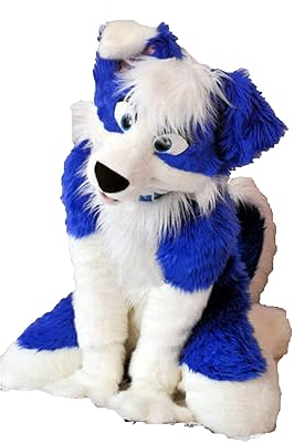 Blue Fursuit Fullsuit Teen Costumes Child Full Furry Husky Wolf Dog Fox Cat Suit Furries Anime Digitigrade Costume Bent Legs Angel Dragon, Black,blue,white, S,M,L,XL,XXL,L