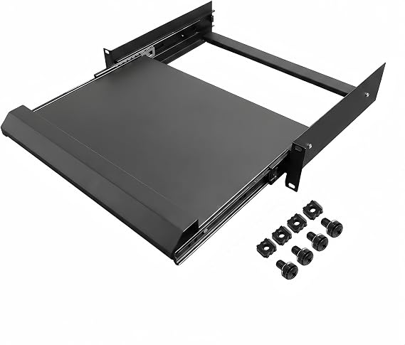 2U Keyboard Tray 12" Depth -Universal 19" Rack Mount Sliding Shelf for Network Equipments Server Rack or Cabinet