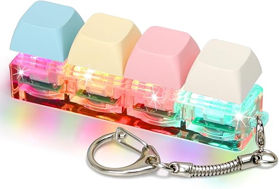 ألعاب أداة لوحة المفاتيح للبالغين انقر على لوحة المفاتيح مع ضوء LED Keychain Fidget ألعاب الحسية الممتعة لتخفيف الضغط (Macaroon1 ، 4 في 1)
