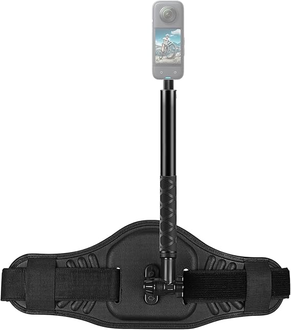 Coverzone Aksiyon Kamera Bel Kemeri ve 114cm Görünmez Selfie Çubuğu Alüminyum, Extreme Sporlar,Bisiklet,Gezi,Vlog, 1/4” Vida, Insta360 X3, X2, X4, X5, ONE RS, GO 3, Evo ile Uyumlu, Siyah