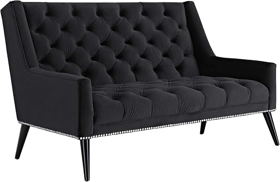 Modway Peruse Velvet Loveseat in Black