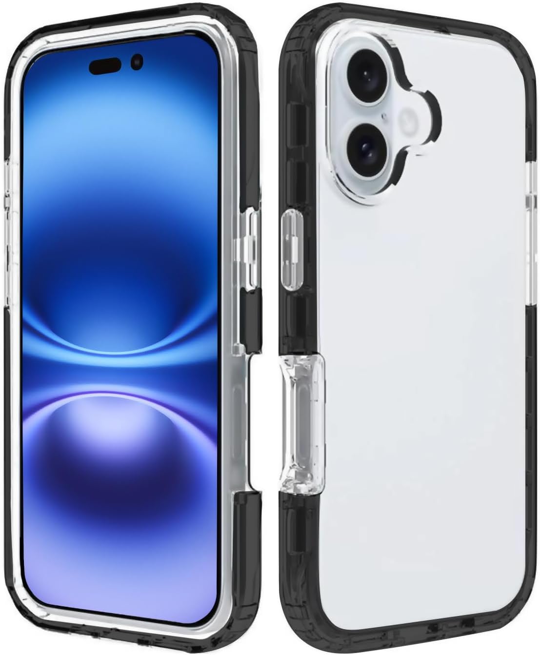Case for iPhone 16 Plus: Non-Yellowing Shockproof Bumper with Anti-Scratch Clear Back Cover