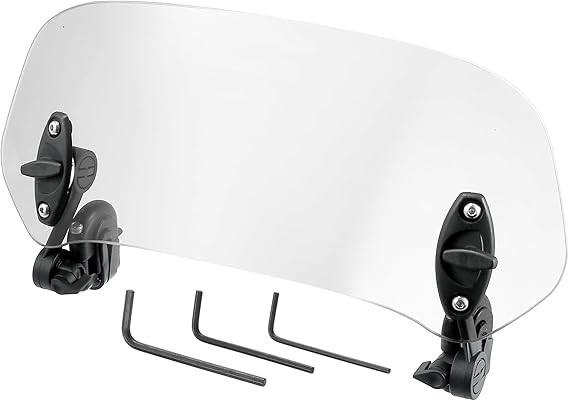 Motoforti 28.5cm Windshield - عاكس الرياح قابل للتعديل ، عدسة واضحة ، تناسب عالمي لمعظم الدراجات النارية والدراجات البخارية