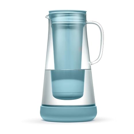 إبريق فلتر المياه الزجاجي 7 أكواب مع قاعدة سيليكون - خالٍ من BPA ، وحل مياه الشرب الآمن للاستخدام المنزلي