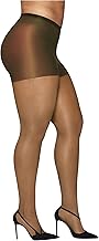 Hanes Women's Curves Control Top Sheer Toe Silky Sheer Pantyhose With Wicking Cool Comfort
