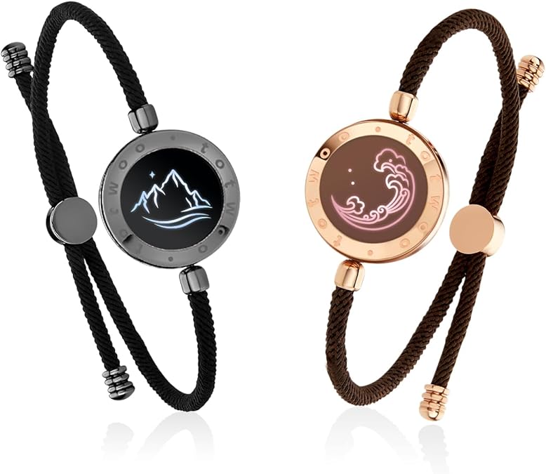 TOTWOO Long Distance Touch Bracelets for Couples, Light up & Vibration for Love - Women's Fashion Smart Jewelry, Romantic Gift for Girlfriend, One-to-One Bluetooth Pairing via App