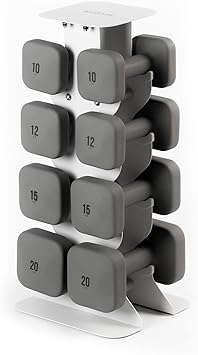 Essential Set 10+12+15+20LB Pair with Sandstone Rack - Slate Set,WeGym SafeGrip Square Dumbbells with Anti-Slip Handles, Safe Weight Lifting Equipment for Home Gym, Aesthetic Dumbbell Sets