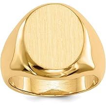 JewelryWeb 14k Yellow Gold Solid Back Mens Signet Ring Size 10 Ring for Men
