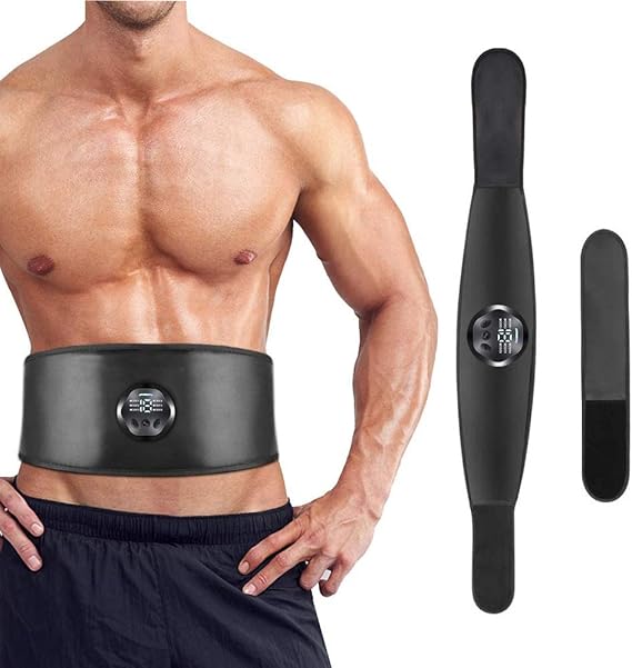 EMS Muscle Stimulator، ABS Trainer Belt Abdominal Exerciser Toner Toner Stomach Toning Belt Trainer تدريب اللياقة البدنية تدريب الصالة الرياضية للرجال النساء (لا تحتاج إلى استبدال الشراهة أو الجل)
