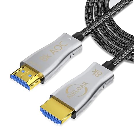 كابل الألياف الضوئية HDMI 50Ft ، دعم سلك عالي السرعة 48 جيجابت في الثانية HDMI 2.1 مع 8K @ 60Hz 4K @ 120Hz ديناميكي HDR10 ، eARC ، HDCP2.2