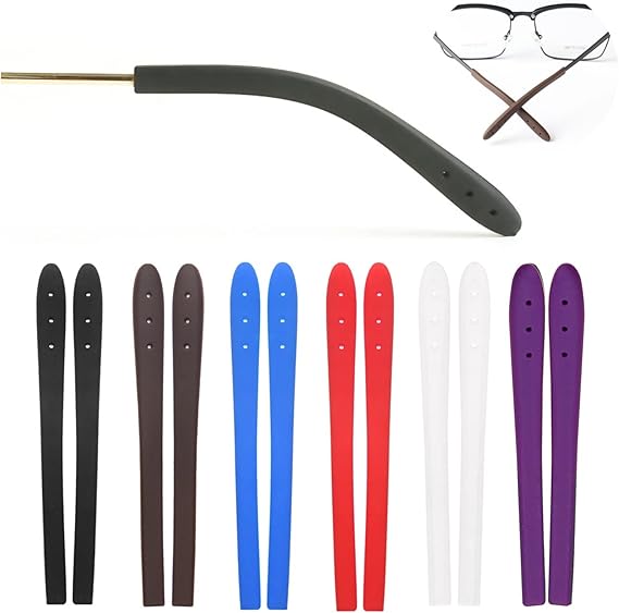 KECHIO Temple Tips for Eyeglass Anti Slip Glasses Ear Grip Pieces Tube Sleeve Comfort Arm Replacement Thin Metal 6Pairs