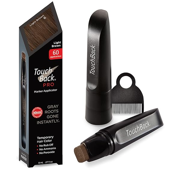 أداة وضع علامة TouchBack Pro Gray Root Touch Up - لون الشعر الحقيقي - بني فاتح