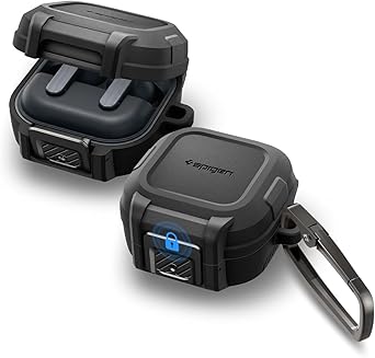جراب Spigen لهاتف Samsung Galaxy Buds 4 Pro، جراب Galaxy Buds 4 2026 للحماية من السقوط مع حماية قفل آمنة - أسود غير لامع