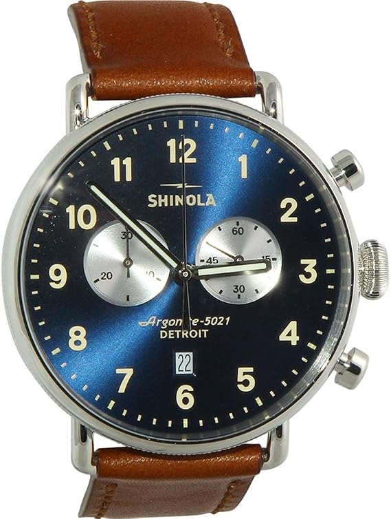 شينولا ديترويت للرجال The Canfield 43mm - 20001940 Midnight Blue / Dark Cognac