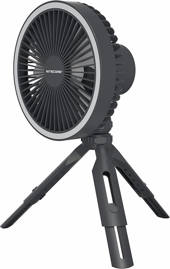Nitecore NEF10 مروحة كهربائية محمولة متعددة الوظائف مع ضوء حلقة LED ، حامل رأس كرة مرن ، محرك بدون فرش 10000mAh بطارية ( رمادي )