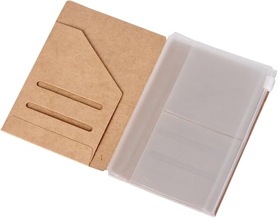 Zipper Case & Kraft Folder Refill Inserts for Passport Size Travelers Notebook, 3.5"x4.9"