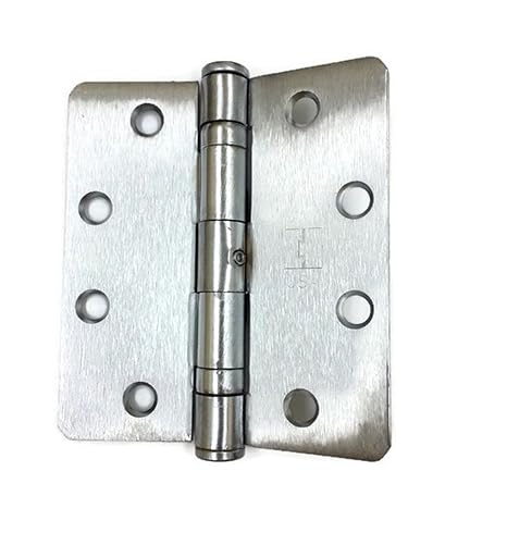 طراز Hager Full Mortise Steel Hinge RC-BB1279 NRP 4.5 x 4.0 US26D/652 (Satin Chrome) زوايا دائرة نصف قطرها 1/4 بوصة - صندوق من 3 مفصلات حاملة بكرة